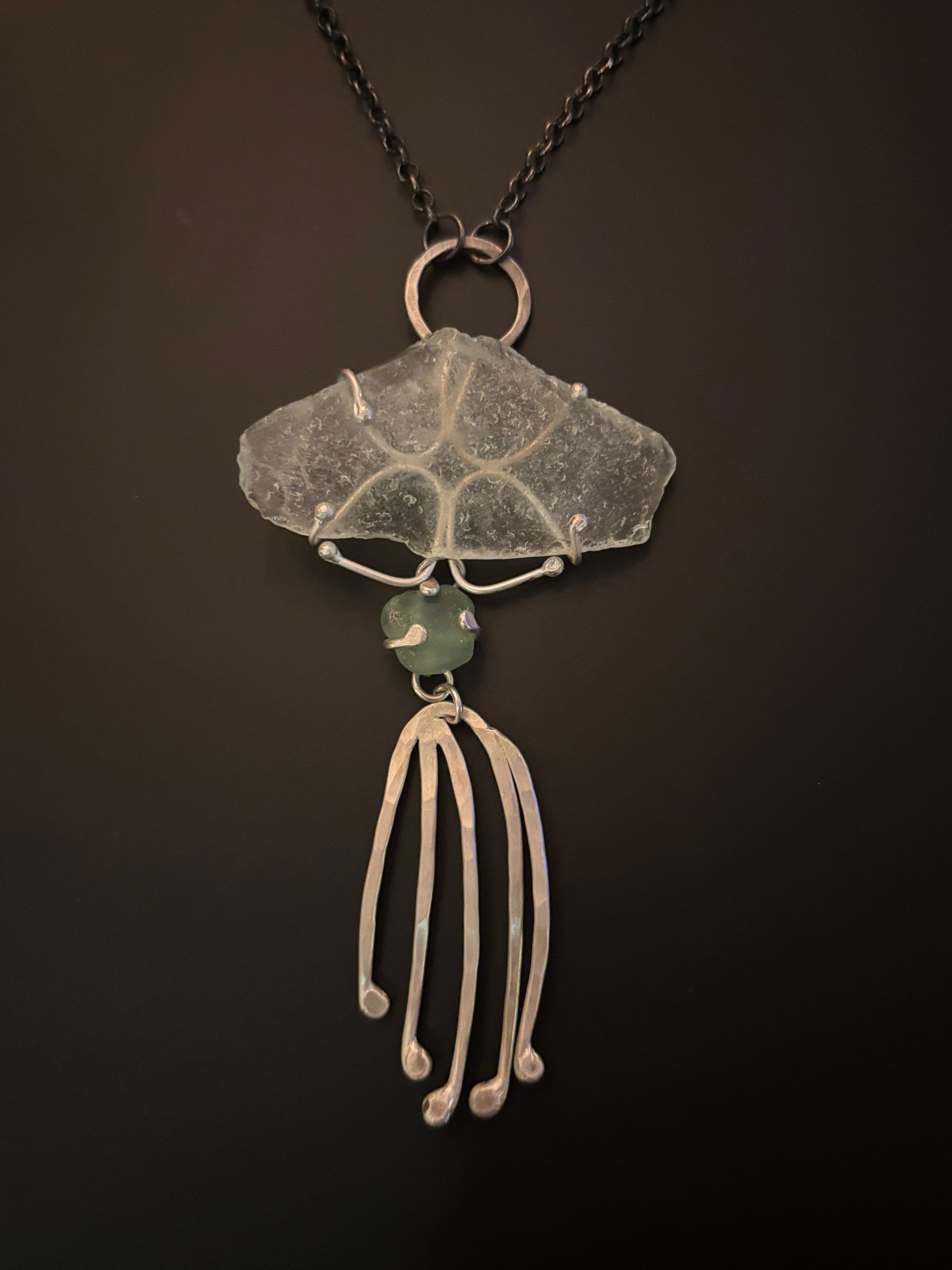 Silver, sea glass